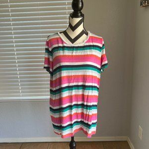 Torrid Super Soft Pink Striped Knit T-Shirt - Size 1